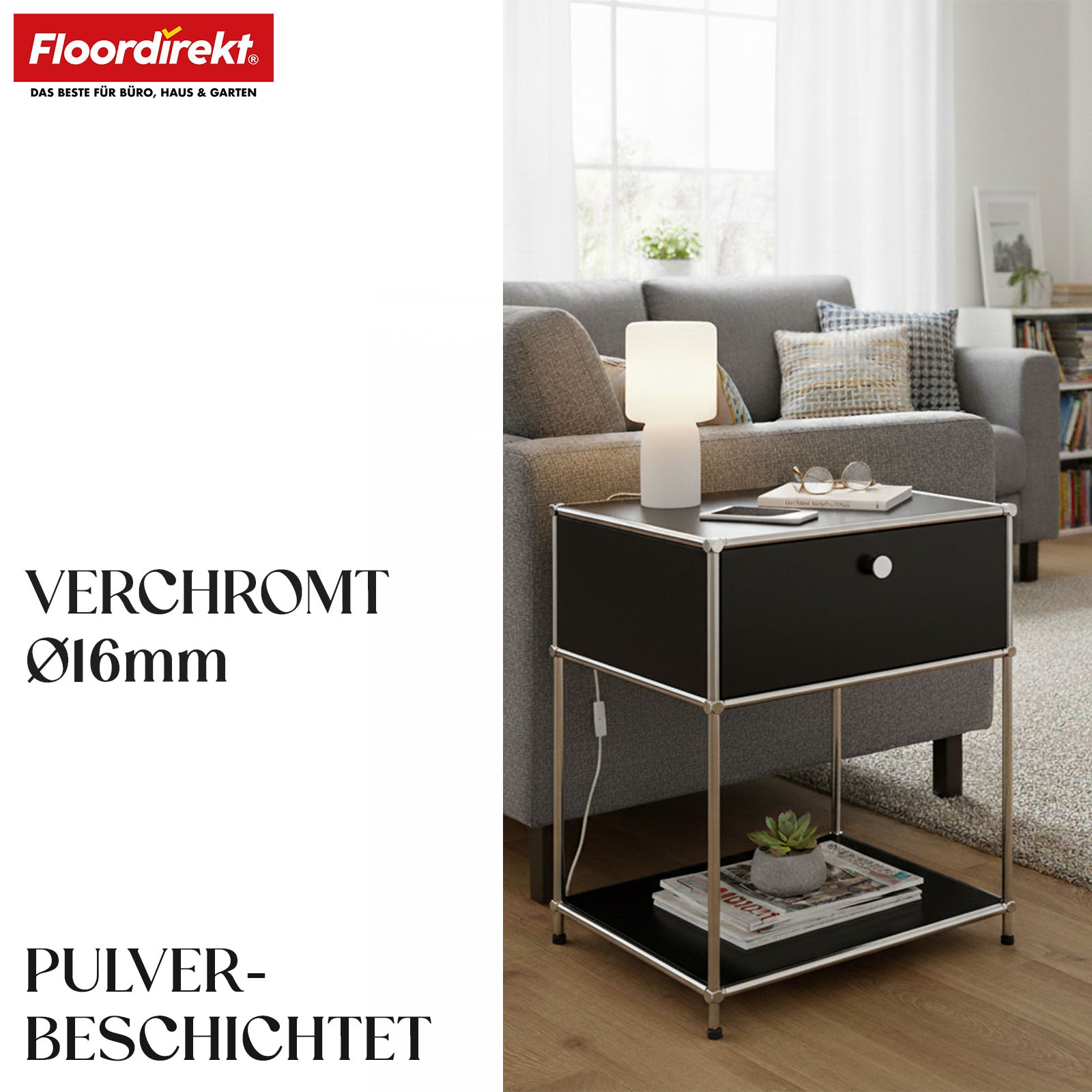 Étagère métallique | Concept Epure MK-139 | Étagère d'appoint et de rangement avec tiroir et tablettes | Disponible en plusieurs couleurs