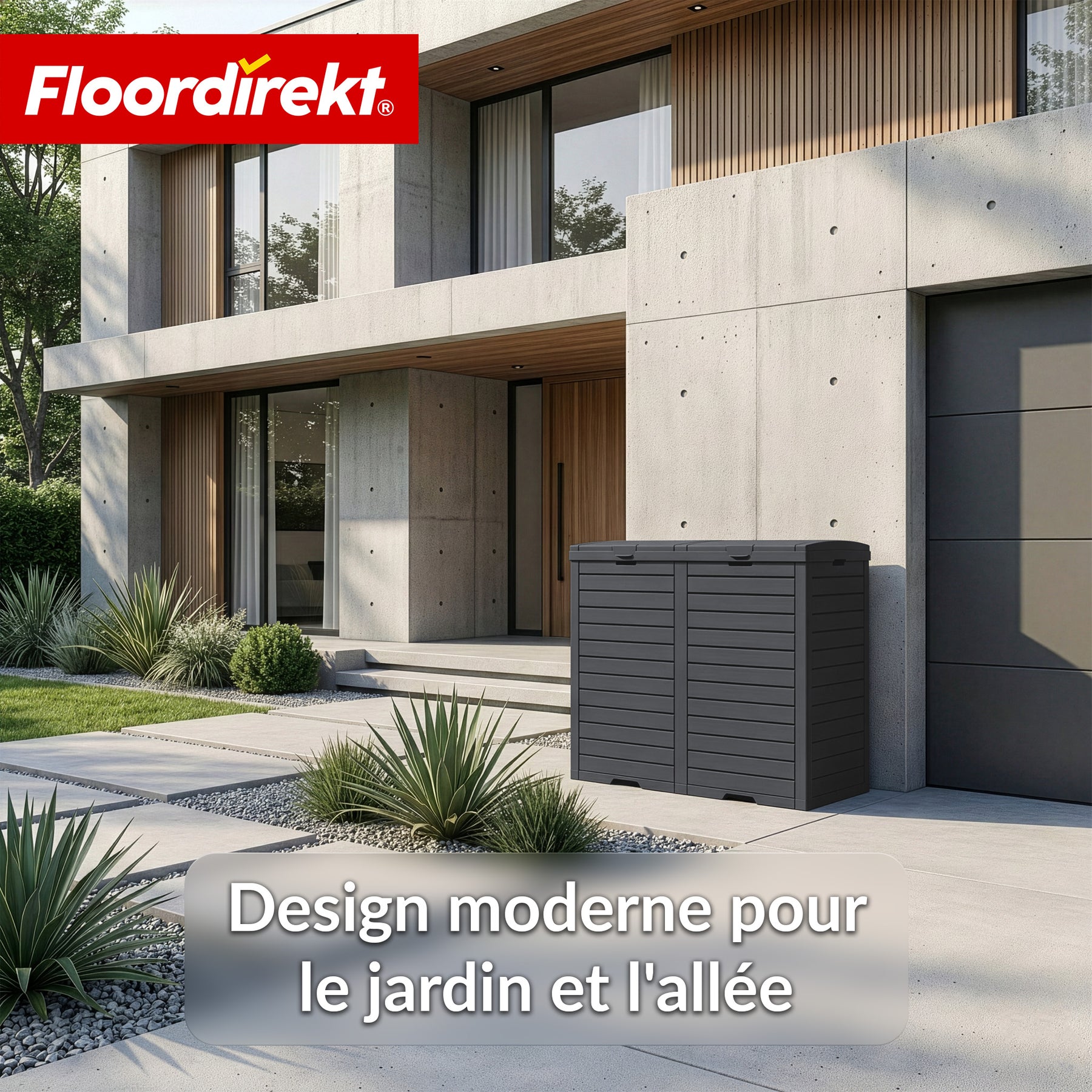Poubelle extérieure aspect bois | Poubelle résistante aux intempéries pour jardin & terrasse | 118L / 230L