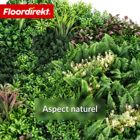 Mur végétal | Hera | Panneau de plantes artificielles naturel et sans entretien | Résistant au soleil & extensible avec système de clips | 100 × 100 cm
