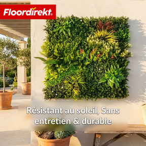 Mur végétal | Meadow | Panneau de plantes artificielles naturel, résistant au soleil & sans entretien | Système d’extension à clipser | 100 × 100 cm