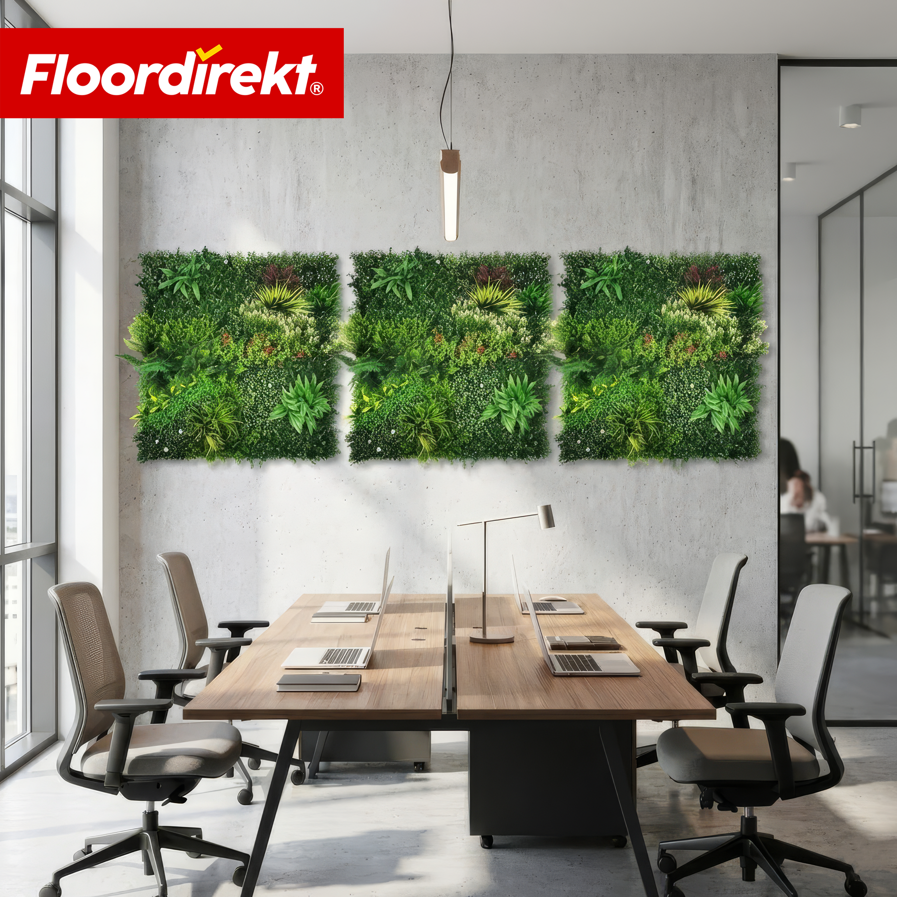 Mur végétal | Meadow | Panneau de plantes artificielles naturel, résistant au soleil & sans entretien | Système d’extension à clipser | 100 × 100 cm