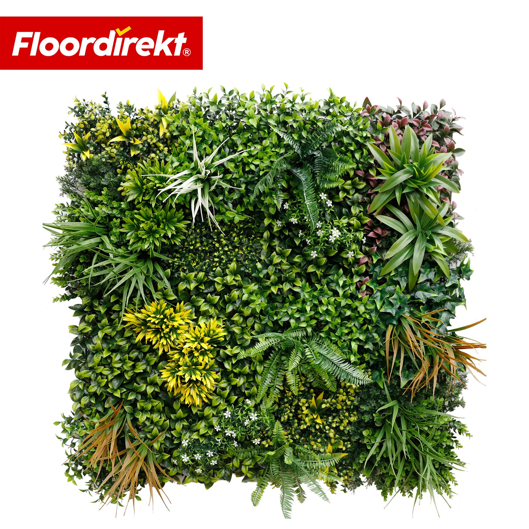 Mur végétal | Spring Garden | Panneau de verdure naturel et sans entretien | Résistant au soleil & extensible grâce au système de clips | 100 × 100 cm