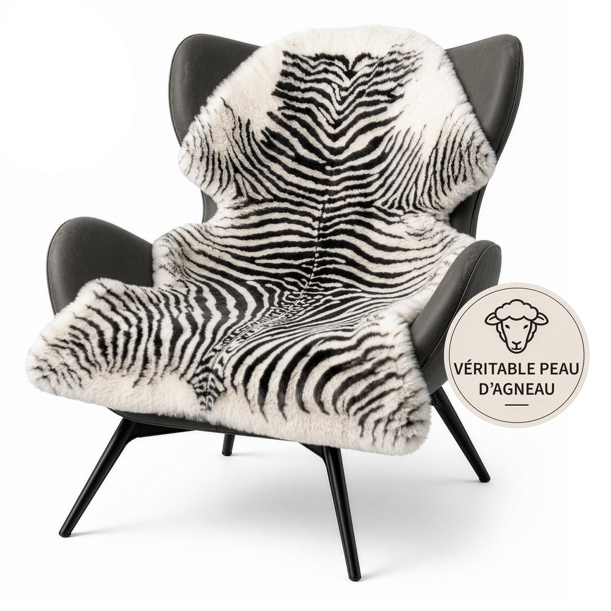 Peau de mouton design | Audrey | Véritable peau d'agneau 100 % laine de mouton | Douce & naturelle