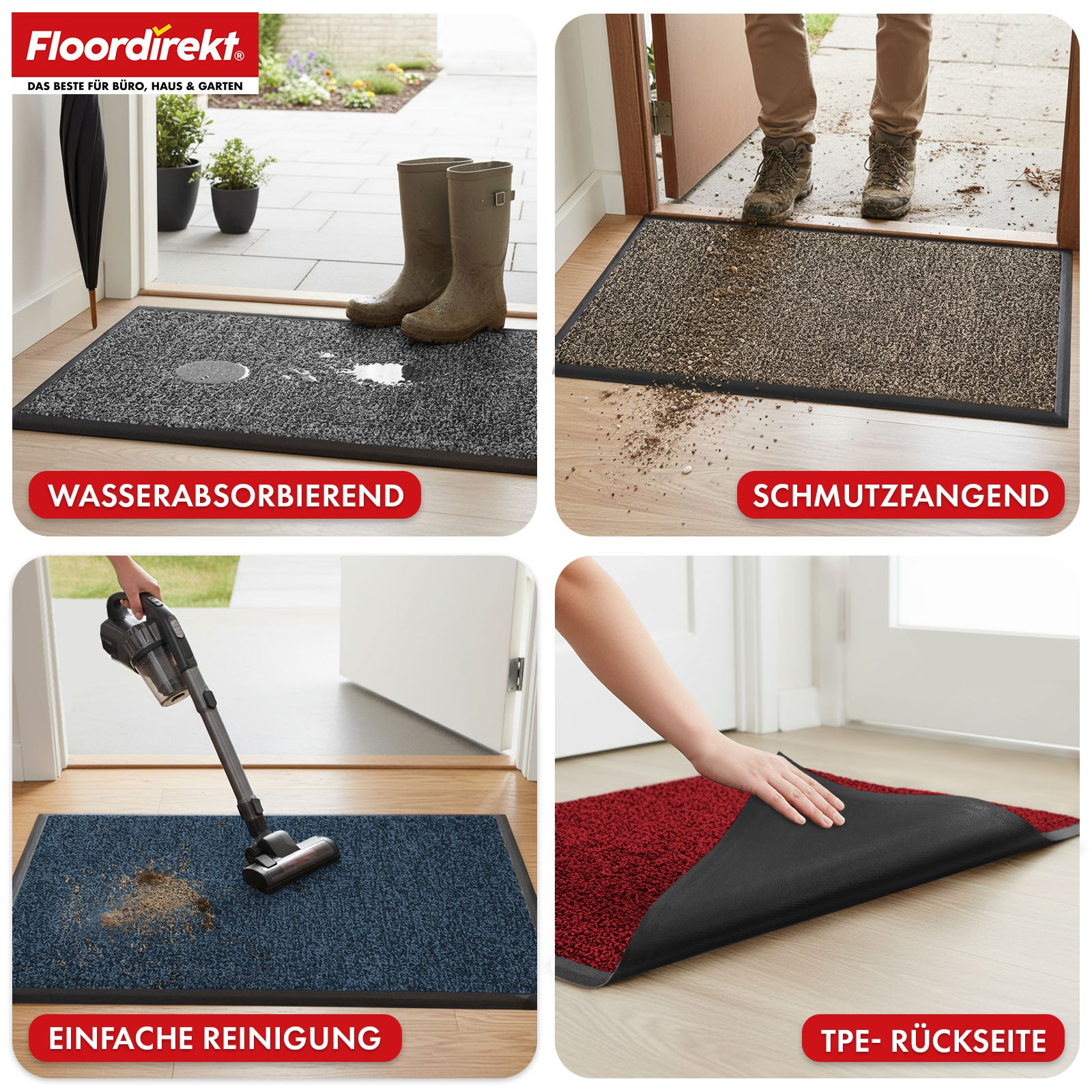Tapis anti-salissures | Space 205 | Tapis antidérapant avec technologie TPE innovante sur les bords et au dos | Idéal pour les entrées, les couloirs et les portes d'entrée | Disponible en différentes couleurs et tailles