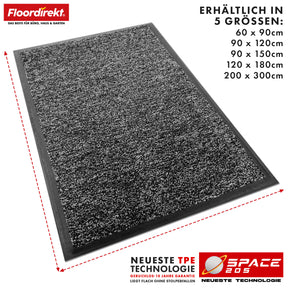 Tapis anti-salissures | Space 205 | Tapis antidérapant avec technologie TPE innovante sur les bords et au dos | Idéal pour les entrées, les couloirs et les portes d'entrée | Disponible en différentes couleurs et tailles