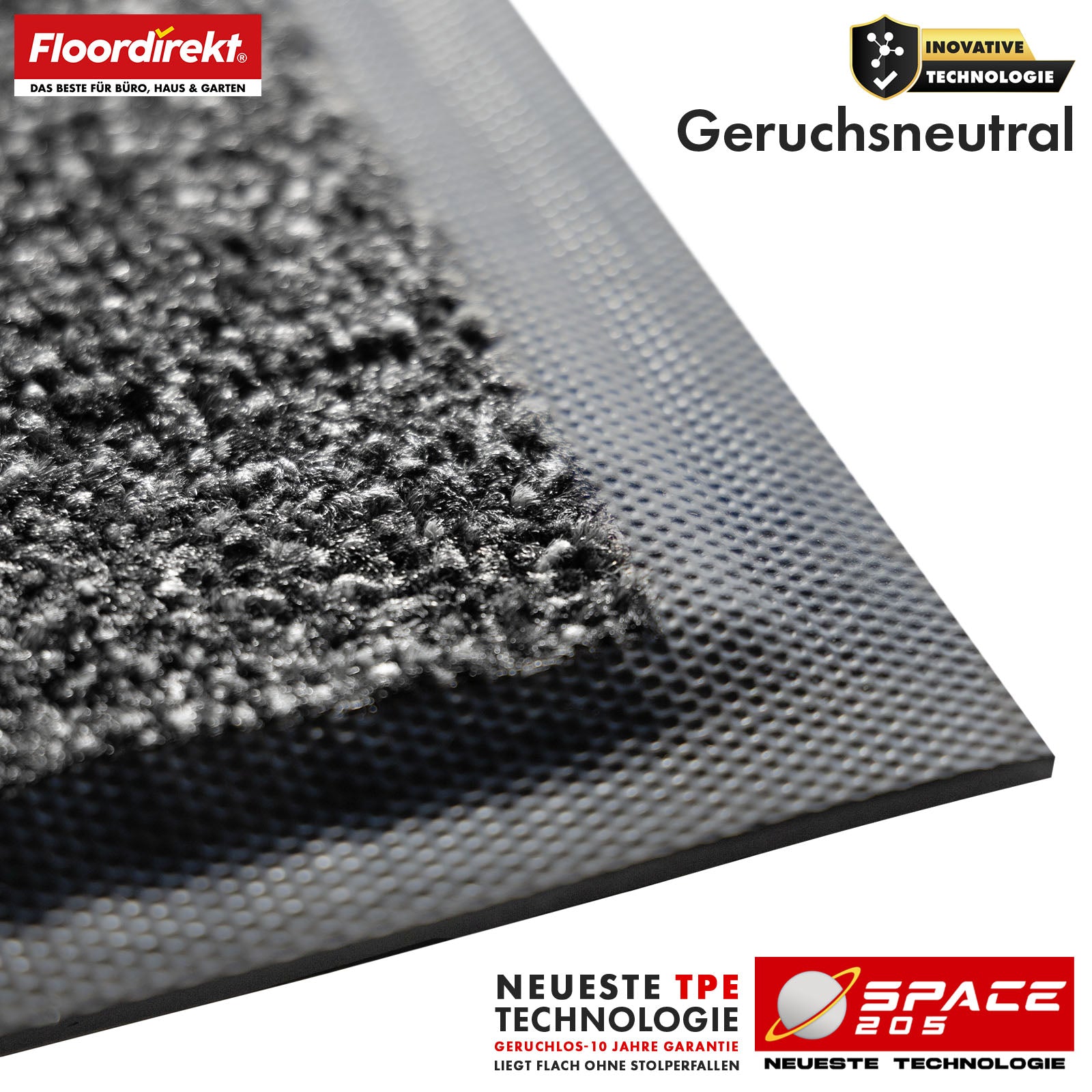 Tapis anti-salissures | Space 205 | Tapis antidérapant avec technologie TPE innovante sur les bords et au dos | Idéal pour les entrées, les couloirs et les portes d'entrée | Disponible en différentes couleurs et tailles
