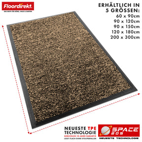 Tapis anti-salissures | Space 205 | Tapis antidérapant avec technologie TPE innovante sur les bords et au dos | Idéal pour les entrées, les couloirs et les portes d'entrée | Disponible en différentes couleurs et tailles
