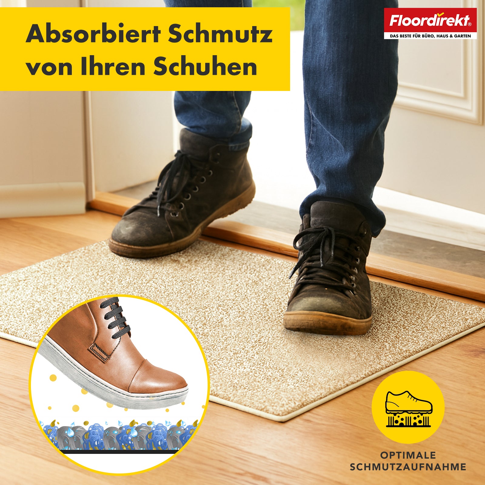 Tapis anti-salissures | Nasa | Tapis de sol souple et absorbant en polyester avec dessous antidérapant | Différentes couleurs et tailles disponibles