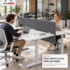 Séparateur de bureau acoustique | Silent Desk | Cloison de bureau revêtue de polyester avec pinces de fixation | 160 × 60 cm | 3 coloris
