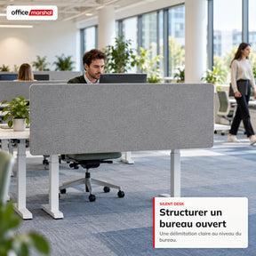 Séparateur de bureau acoustique | Silent Desk | Cloison de bureau revêtue de polyester avec pinces de fixation | 160 × 60 cm | 3 coloris