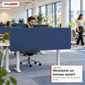 Séparateur de bureau acoustique | Silent Desk | Cloison de bureau revêtue de polyester avec pinces de fixation | 160 × 60 cm | 3 coloris