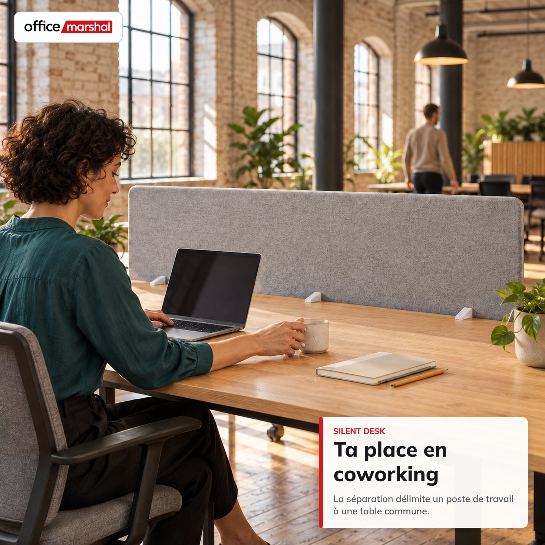 Séparateur de bureau acoustique | Silent Desk | Cloison de bureau revêtue de polyester avec pinces de fixation | 160 × 60 cm | 3 coloris