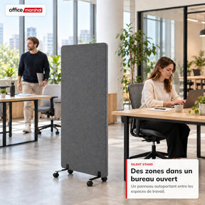 Cloison acoustique mobile sur roulettes | Silent Stand | Séparateur d'espace en polyester | 3 tailles