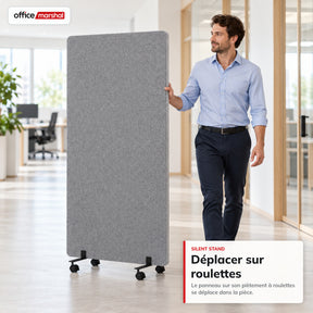 Cloison acoustique mobile sur roulettes | Silent Stand | Séparateur d'espace en polyester | 3 tailles