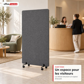 Cloison acoustique mobile sur roulettes | Silent Stand | Séparateur d'espace en polyester | 3 tailles