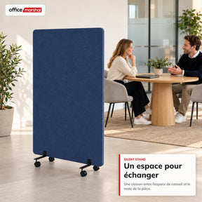 Cloison acoustique mobile sur roulettes | Silent Stand | Séparateur d'espace en polyester | 3 tailles