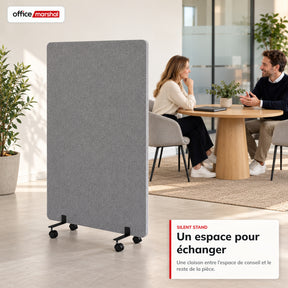 Cloison acoustique mobile sur roulettes | Silent Stand | Séparateur d'espace en polyester | 3 tailles