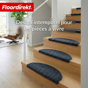 Tapis d’escalier | Madrid | Tapis de marche shaggy demi-rond, autocollant & insonorisant
