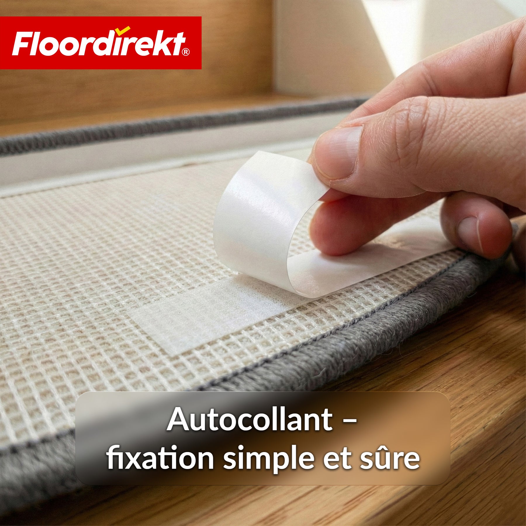 Tapis d’escalier | Madrid | Tapis de marche shaggy demi-rond, autocollant & insonorisant