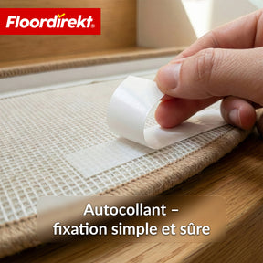 Tapis d’escalier | Madrid | Tapis de marche shaggy demi-rond, autocollant & insonorisant