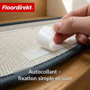 Tapis d’escalier | Madrid | Tapis de marche shaggy demi-rond, autocollant & insonorisant