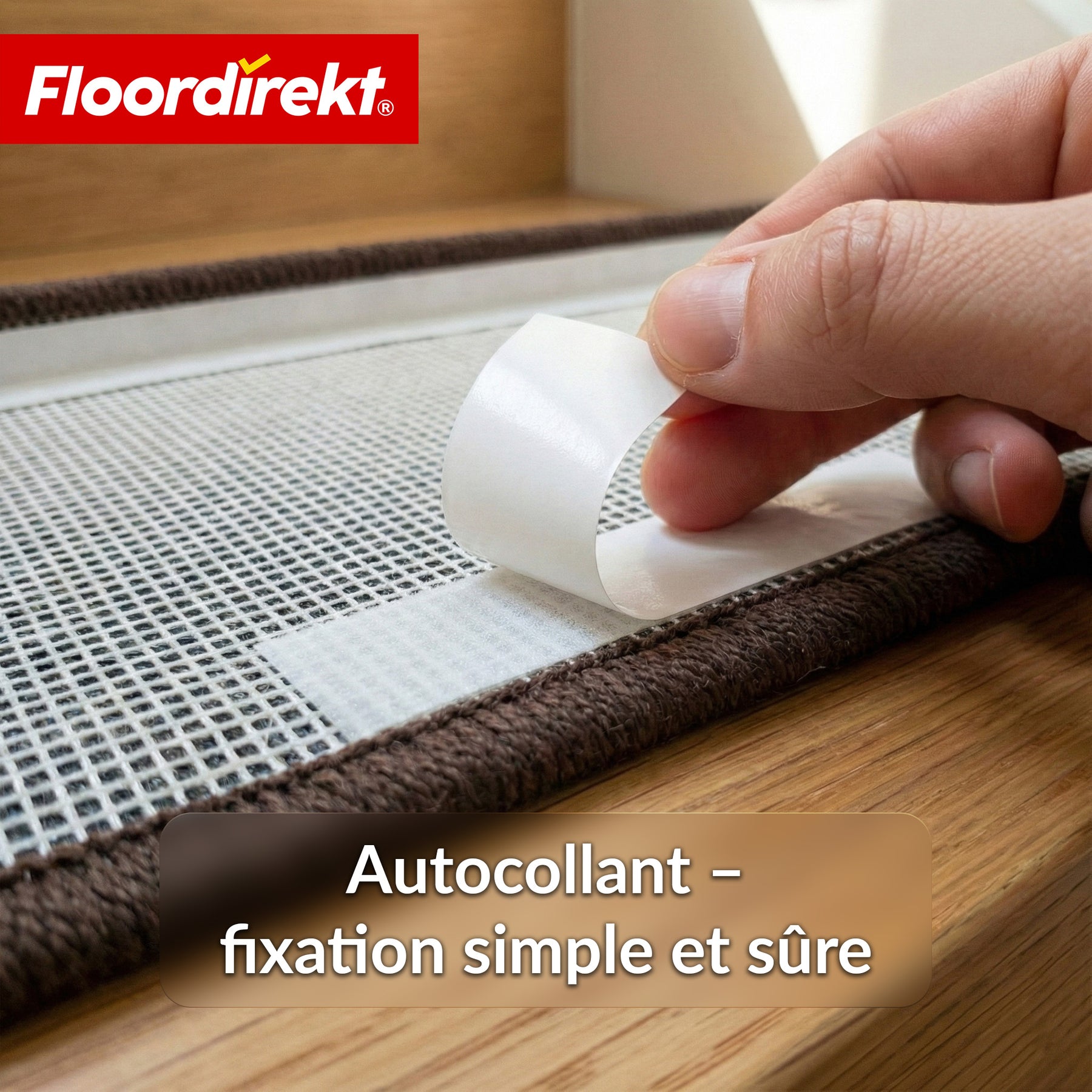 Tapis d’escalier | Madrid | Tapis de marche shaggy demi-rond, autocollant & insonorisant