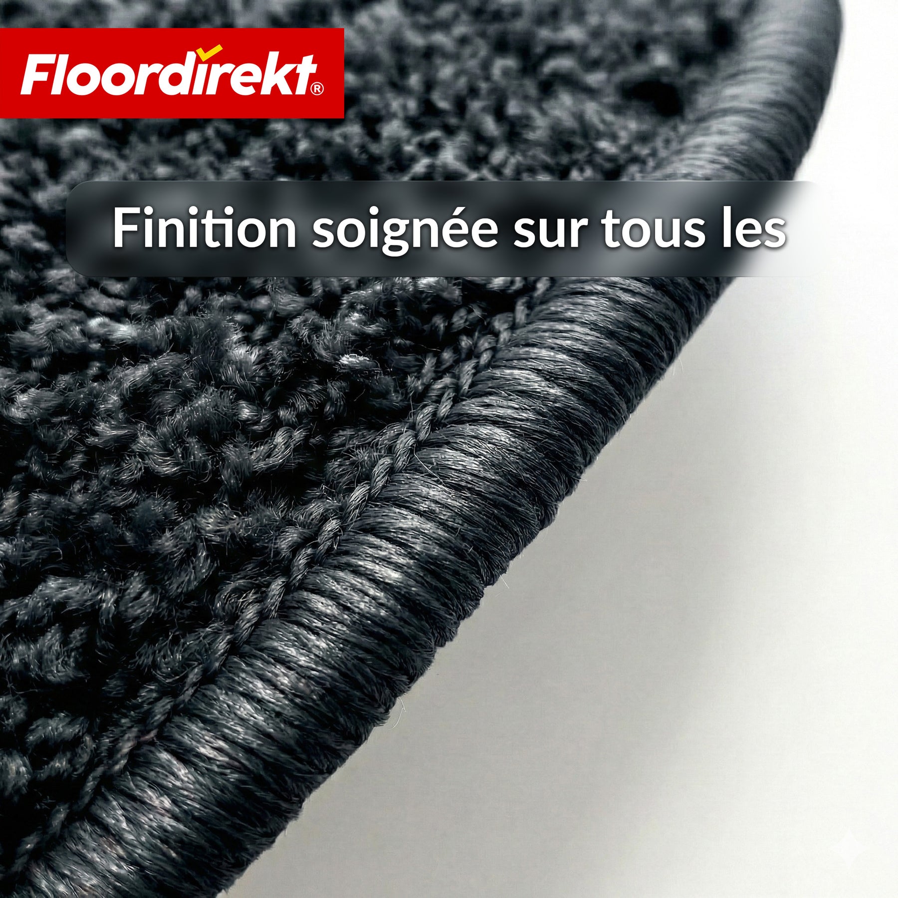 Tapis d’escalier | Madrid | Tapis de marche shaggy demi-rond, autocollant & insonorisant