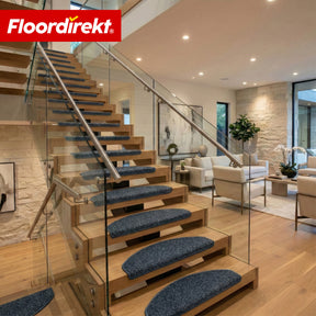 Tapis d’escalier | Madrid | Tapis de marche shaggy demi-rond, autocollant & insonorisant