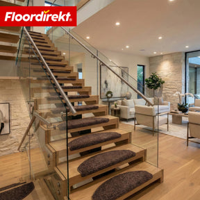 Tapis d’escalier | Madrid | Tapis de marche shaggy demi-rond, autocollant & insonorisant