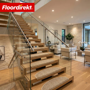 Tapis d’escalier | Madrid | Tapis de marche shaggy demi-rond, autocollant & insonorisant