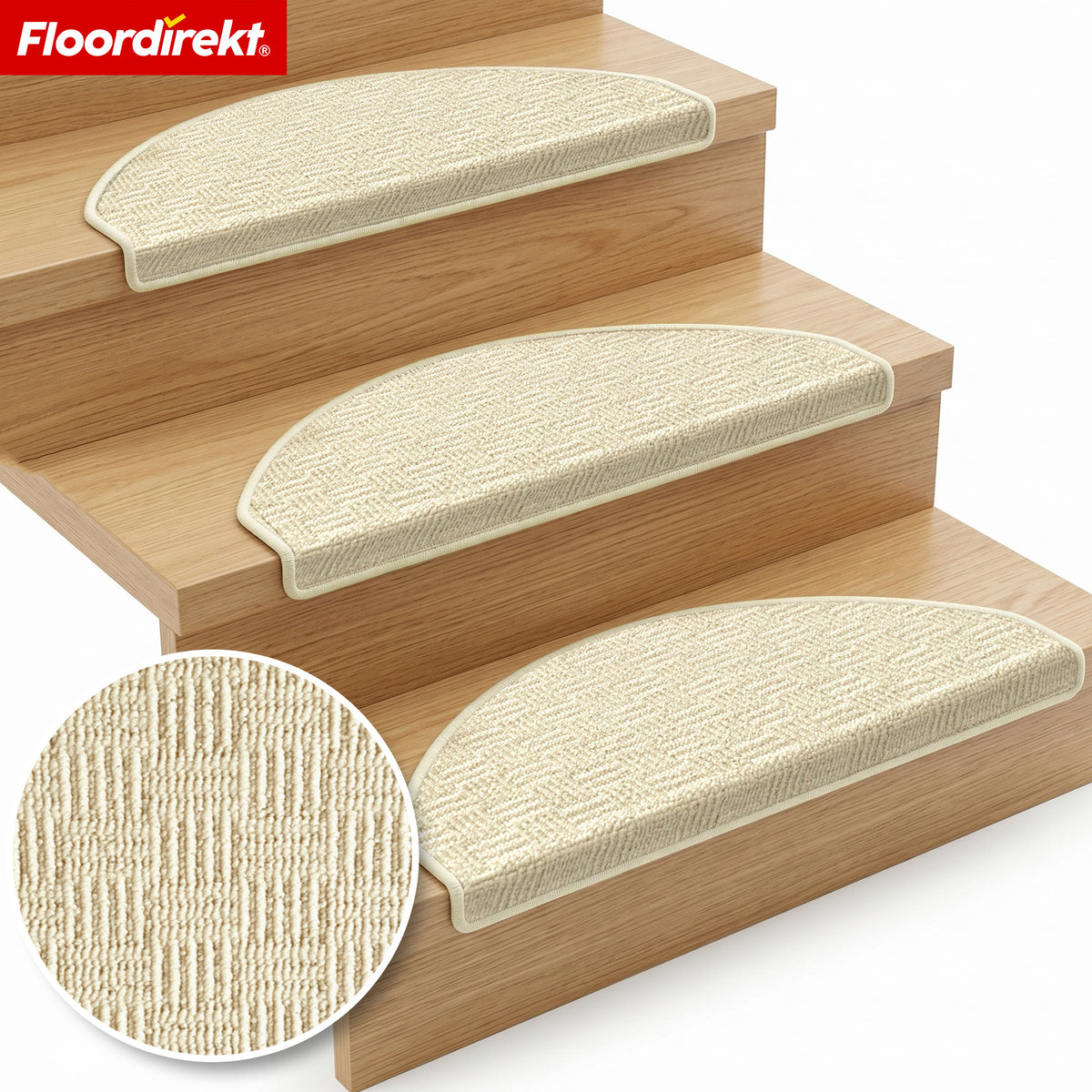 Tapis de marche | Monaco | Tapis d’escalier antidérapant en polypropylène, robuste, insonorisant et facile d’entretien en forme semi-circulaire