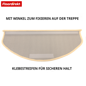 Tapis de marche en velours | Wien | Demi-lune antidérapant en polypropylène robuste | Protection d’escalier, insonorisant & antistatique | Disponible en 4 couleurs modernes