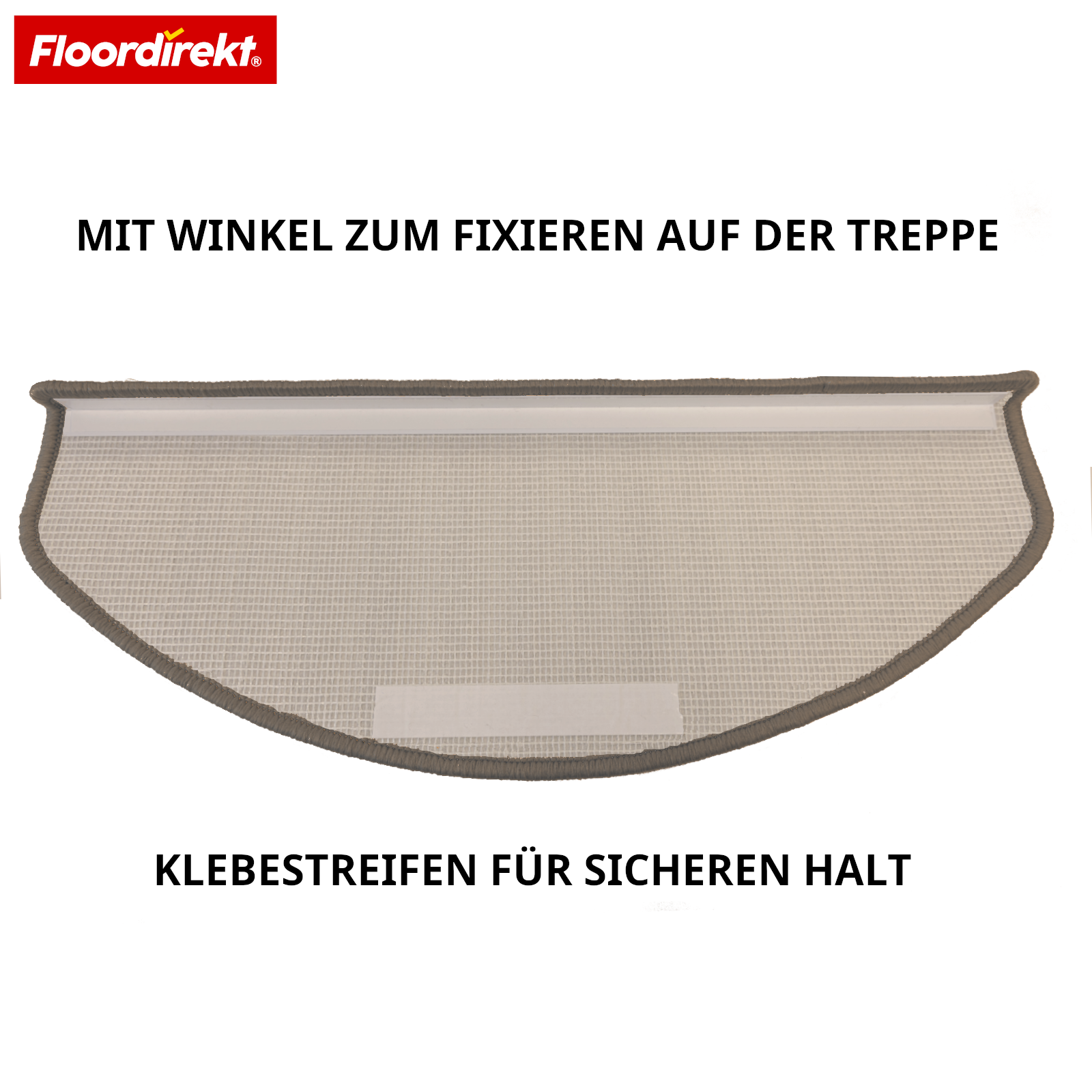 Tapis de marche en velours | Wien | Demi-lune antidérapant en polypropylène robuste | Protection d’escalier, insonorisant & antistatique | Disponible en 4 couleurs modernes