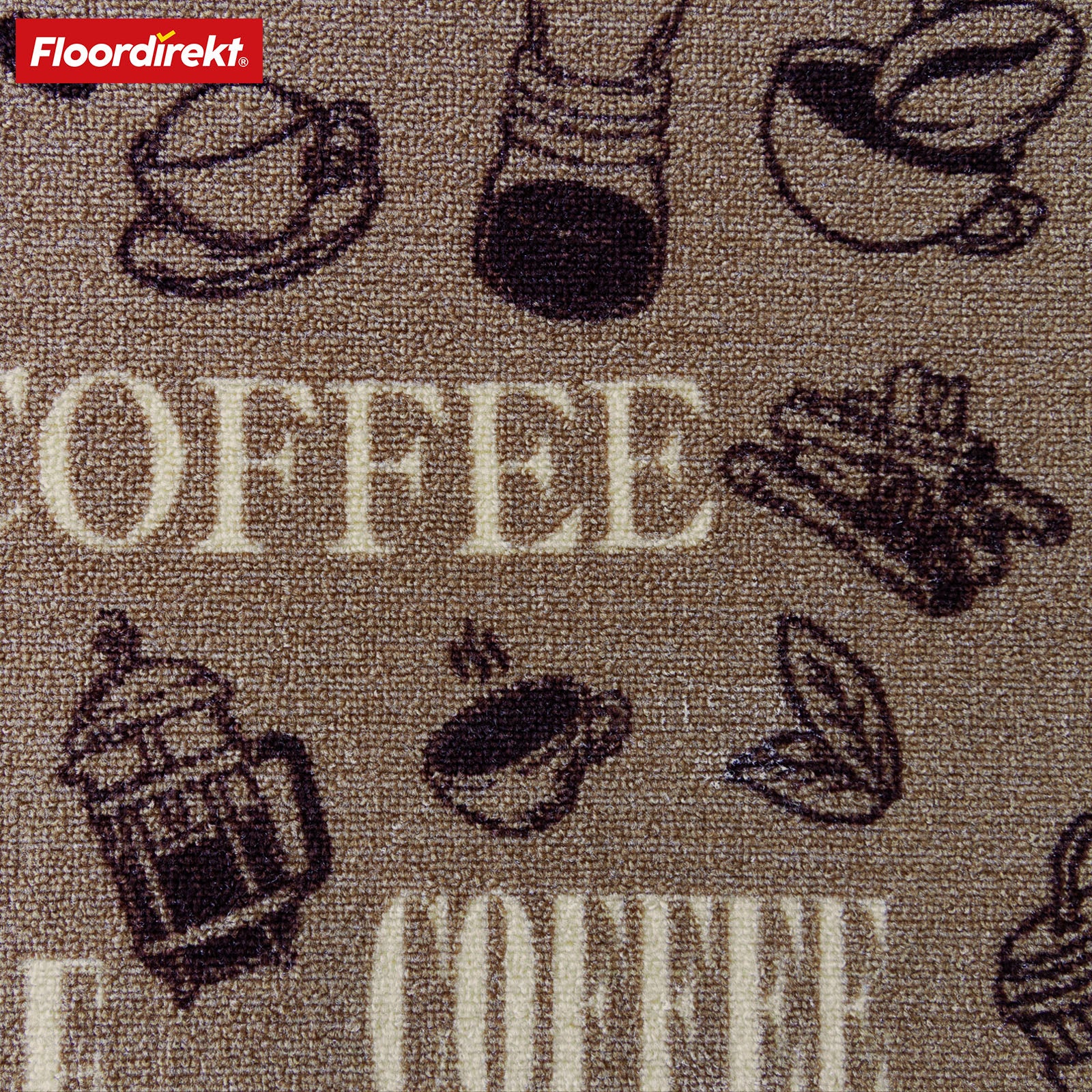 Tapis de couloir | Coffee | Tapis de cuisine moderne avec motifs de café | Antidérapant, résistant & facile d’entretien