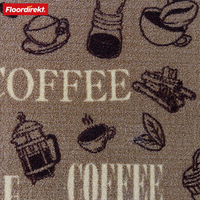 Tapis de couloir | Coffee | Tapis de cuisine moderne avec motifs de café | Antidérapant, résistant & facile d’entretien
