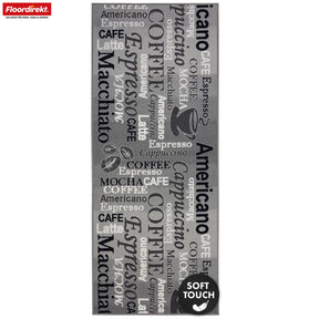 Tapis de couloir | Coffee | Tapis de cuisine moderne avec motifs de café | Antidérapant, résistant & facile d’entretien