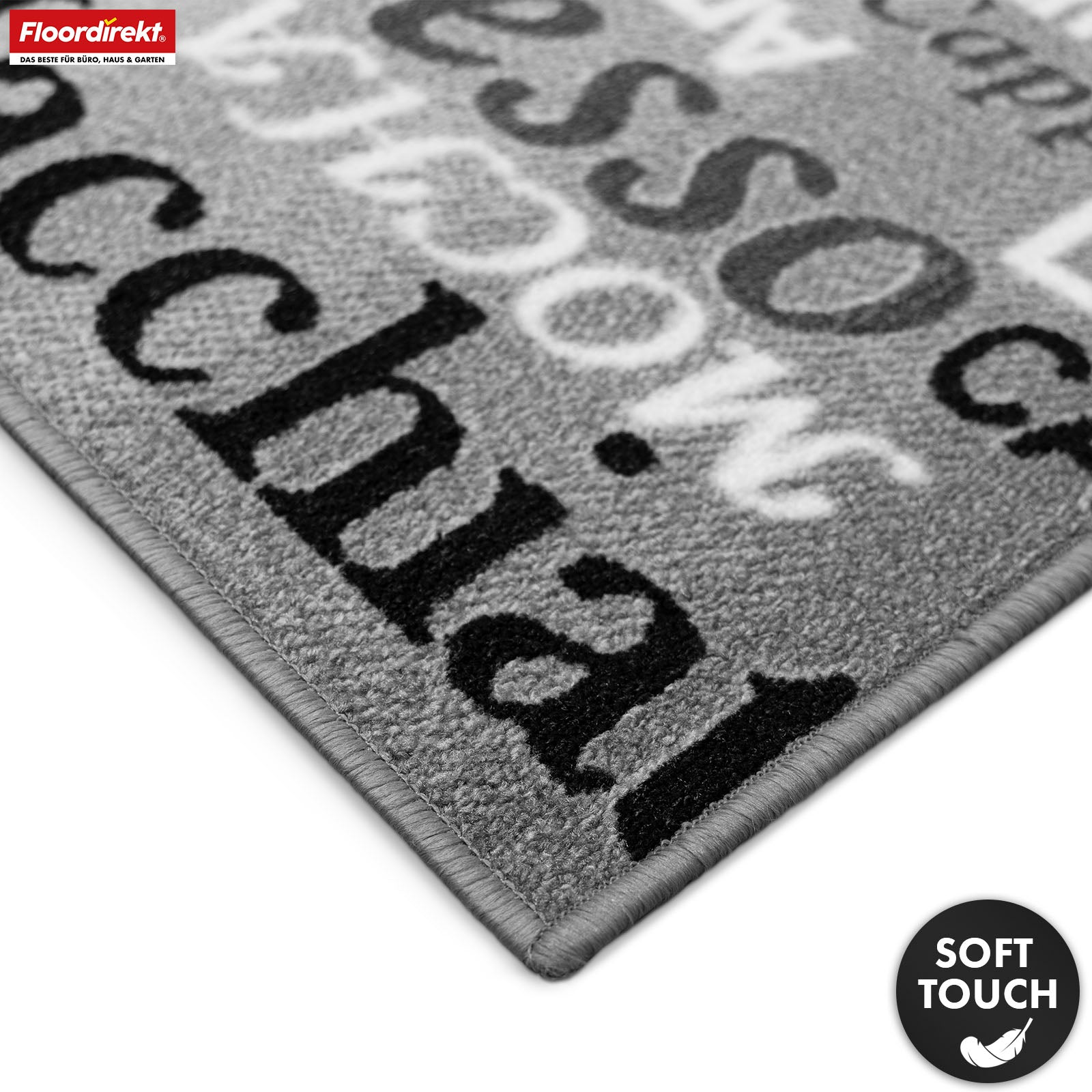 Tapis de couloir | Coffee | Tapis de cuisine moderne avec motifs de café | Antidérapant, résistant & facile d’entretien