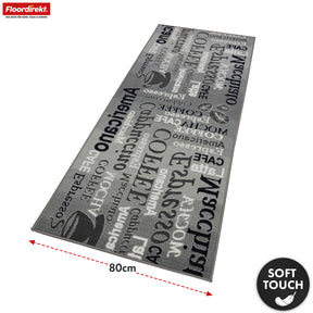 Tapis de couloir | Coffee | Tapis de cuisine moderne avec motifs de café | Antidérapant, résistant & facile d’entretien