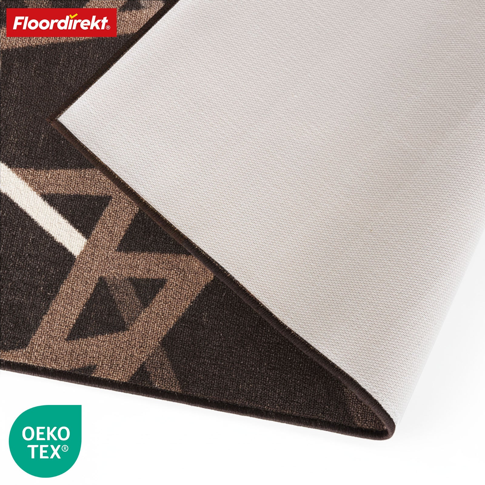 Tapis couloir Printed | En anthracite et marron | Tapis moderne à motif rayé avec dos antidérapant en gel | Résistant et facile d’entretien