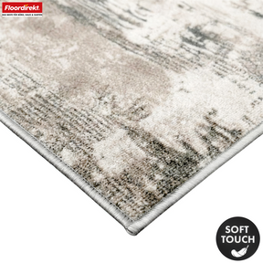 Tapis de couloir | Ravena | Tapis moderne en anthracite, marron & sable | Design abstrait avec envers gel antidérapant