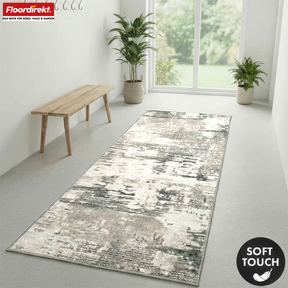 Tapis de couloir | Ravena | Tapis moderne en anthracite, marron & sable | Design abstrait avec envers gel antidérapant