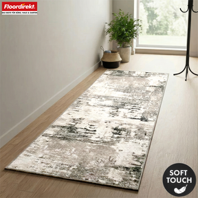 Tapis de couloir | Ravena | Tapis moderne en anthracite, marron & sable | Design abstrait avec envers gel antidérapant