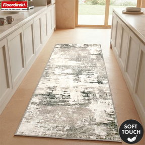 Tapis de couloir | Ravena | Tapis moderne en anthracite, marron & sable | Design abstrait avec envers gel antidérapant