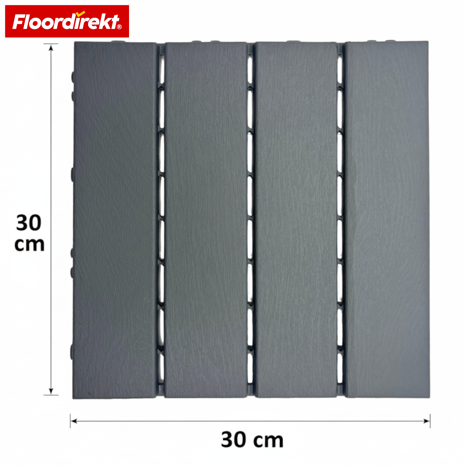 Dalles de terrasse | Elyse | Gris | Dalles clipsables 30x30 cm en polypropylène | Résistantes aux intempéries, faciles d’entretien & simples à poser