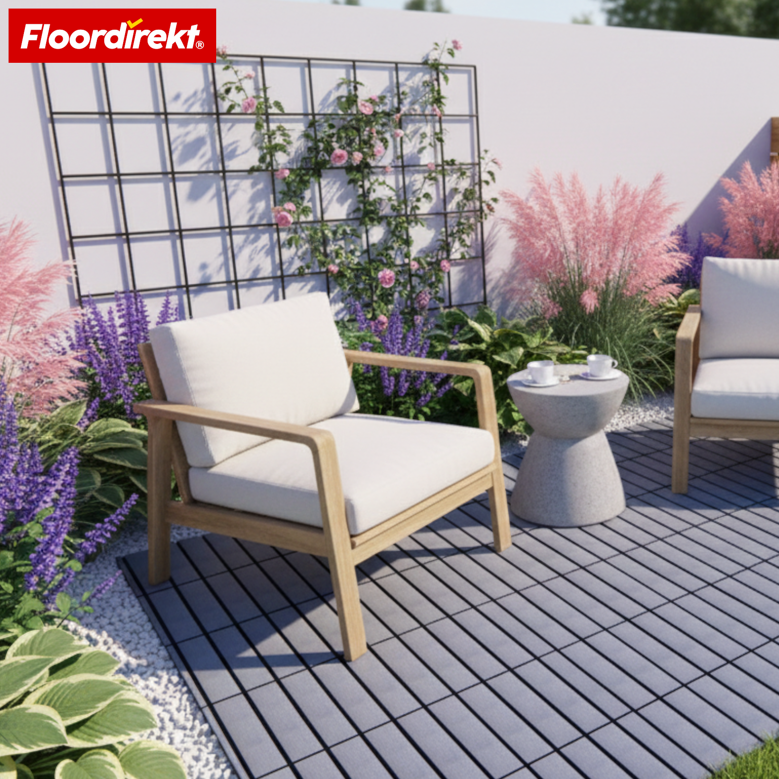 Dalles de terrasse | Elyse | Gris | Dalles clipsables 30x30 cm en polypropylène | Résistantes aux intempéries, faciles d’entretien & simples à poser