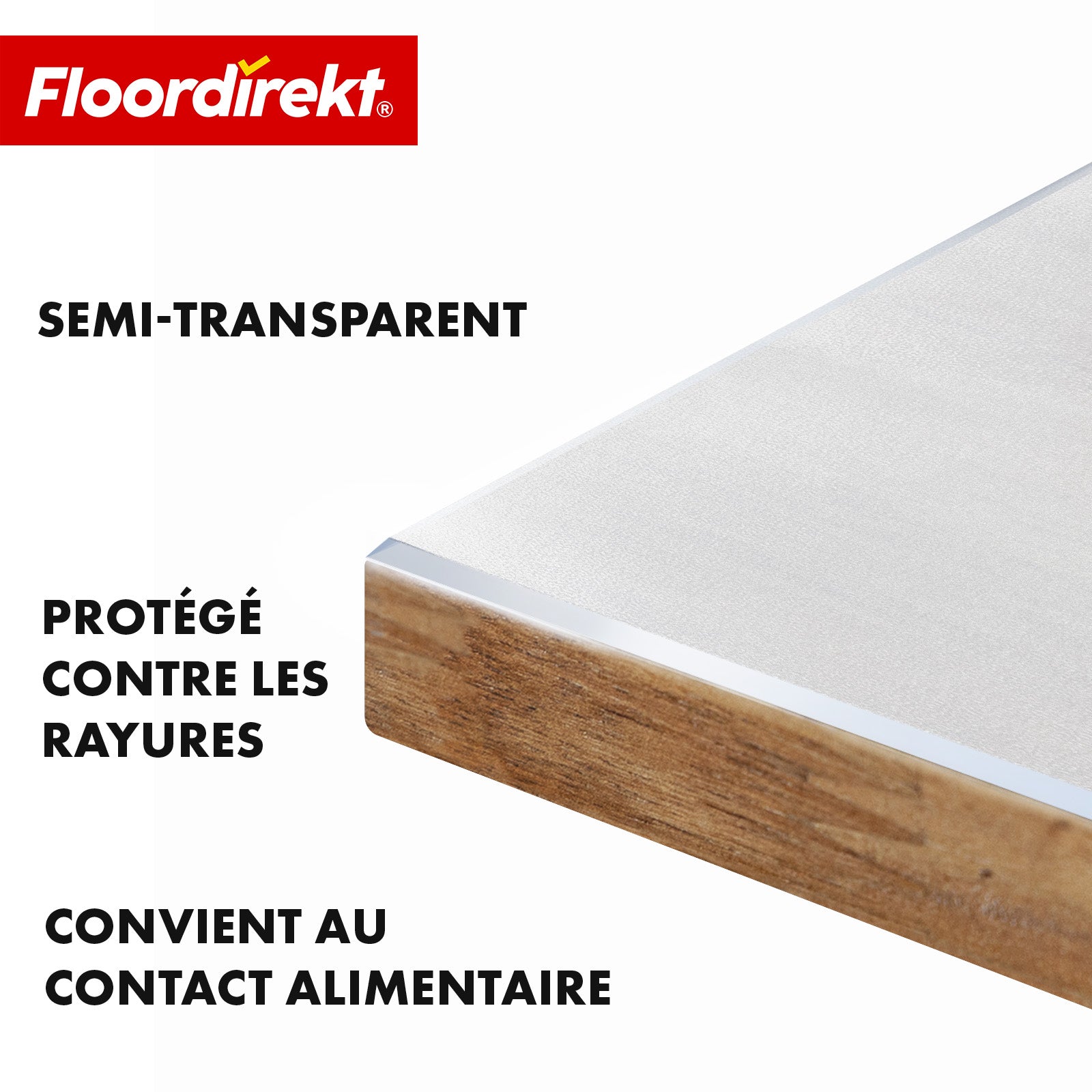 Film de table | Neo Milky | Protection de table semi-transparente blanc laiteux sur mesure avec bord biseauté