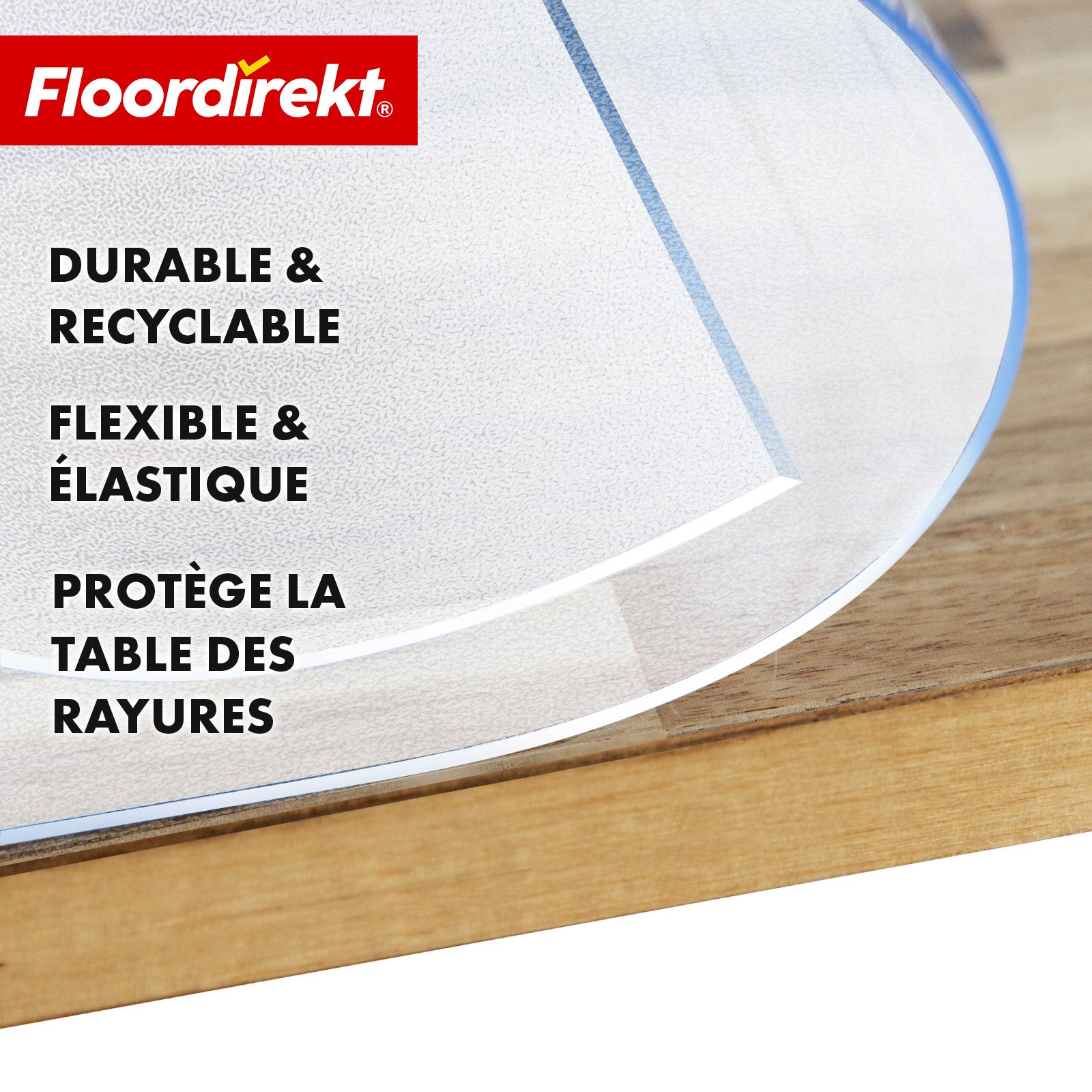 Film de table | Neo Milky | Protection de table semi-transparente blanc laiteux sur mesure avec bord biseauté