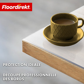 Film de table | Neo Milky | Protection de table semi-transparente blanc laiteux sur mesure avec bord biseauté