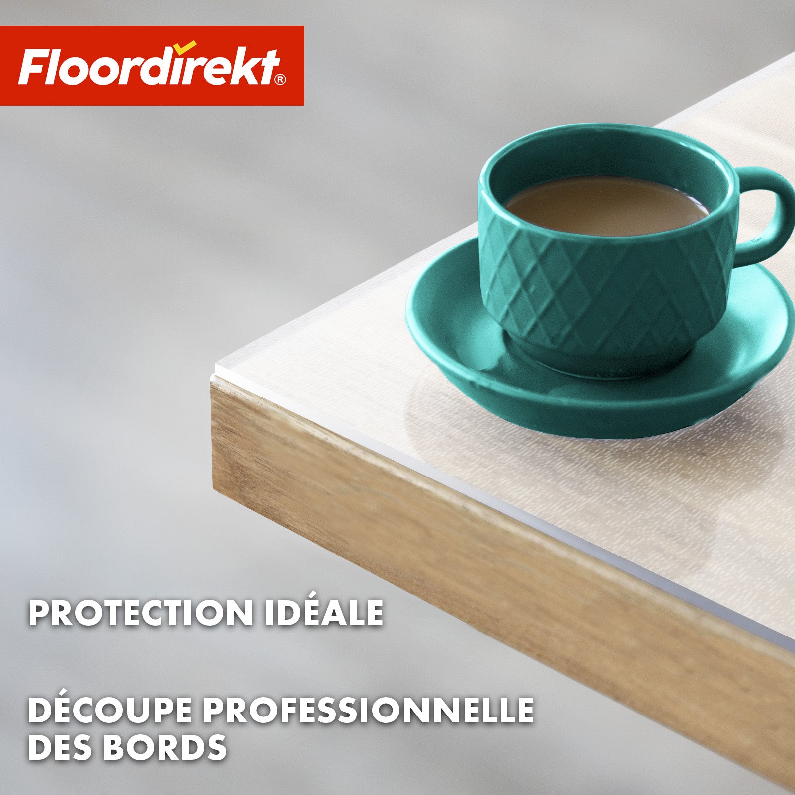 Film de table | Neo Milky | Protection de table semi-transparente blanc laiteux sur mesure avec coupe droite