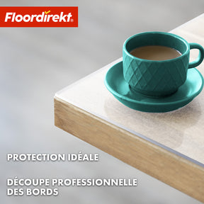 Film de table | Neo Milky | Protection de table semi-transparente blanc laiteux sur mesure avec coupe droite